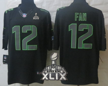 Nike Seattle Seahawks #12 Fan 2015 Super Bowl XLIX Black Impact Limited Jersey
