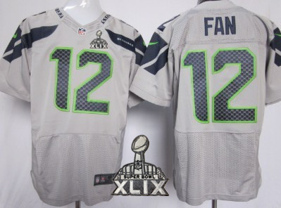 Nike Seattle Seahawks #12 Fan 2015 Super Bowl XLIX Gray Elite Jersey