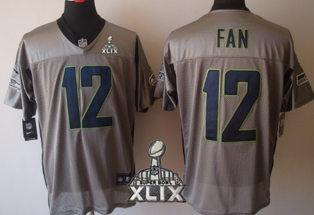 Nike Seattle Seahawks #12 Fan 2015 Super Bowl XLIX Gray Shadow Elite Jersey