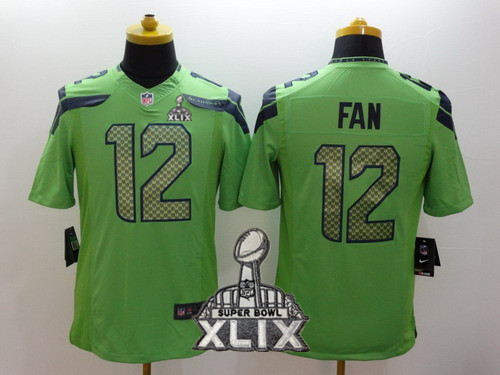 Nike Seattle Seahawks #12 Fan 2015 Super Bowl XLIX Green Limited Jersey