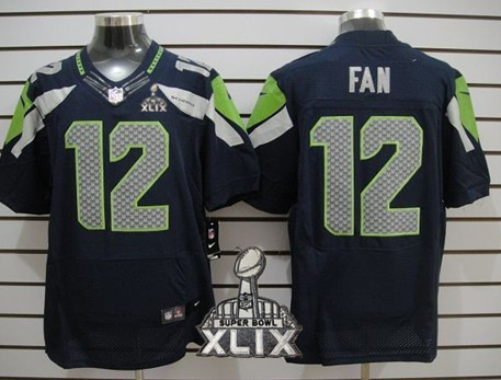 Nike Seattle Seahawks #12 Fan 2015 Super Bowl XLIX Navy Blue Elite Jersey