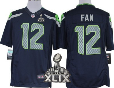 Nike Seattle Seahawks #12 Fan 2015 Super Bowl XLIX Navy Blue Limited Jersey
