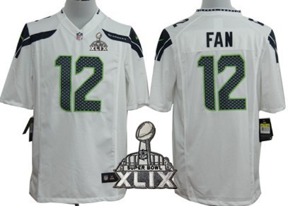 Nike Seattle Seahawks #12 Fan 2015 Super Bowl XLIX White Game Jersey