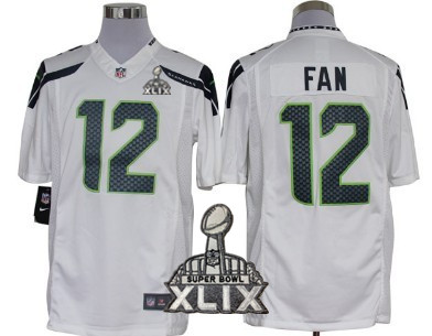 Nike Seattle Seahawks #12 Fan 2015 Super Bowl XLIX White Limited Jersey