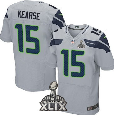 Nike Seattle Seahawks #15 Jermaine Kearse 2015 Super Bowl XLIX Gray Elite Jersey