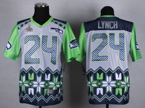 Nike Seattle Seahawks #24 Marshawn Lynch 2015 Super Bowl XLIX Noble Fashion Elite Jersey