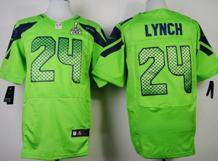 Nike Seattle Seahawks #24 Marshawn Lynch 2015 Super Bowl XLIX Green Elite Jersey