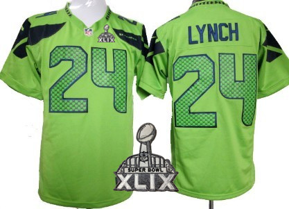 Nike Seattle Seahawks #24 Marshawn Lynch 2015 Super Bowl XLIX Green Game Jersey
