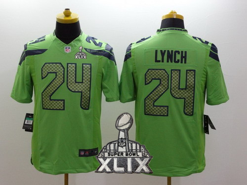 Nike Seattle Seahawks #24 Marshawn Lynch 2015 Super Bowl XLIX Green Limited Jersey