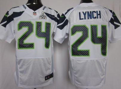 Nike Seattle Seahawks #24 Marshawn Lynch 2015 Super Bowl XLIX White Elite Jersey
