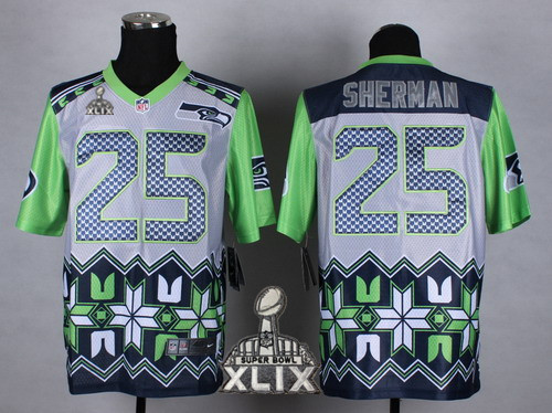 Nike Seattle Seahawks #25 Richard Sherman 2015 Super Bowl XLIX Noble Fashion Elite Jersey