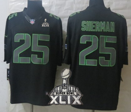 Nike Seattle Seahawks #25 Richard Sherman 2015 Super Bowl XLIX Black Impact Limited Jersey