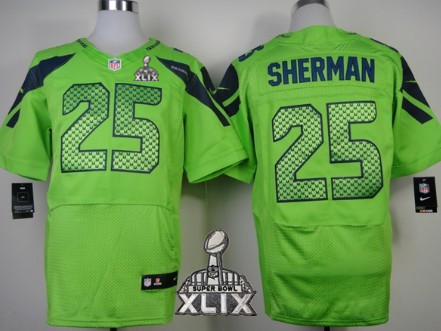 Nike Seattle Seahawks #25 Richard Sherman 2015 Super Bowl XLIX Green Elite Jersey