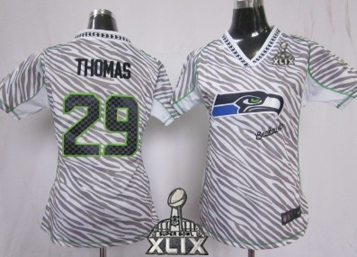 Nike Seattle Seahawks #29 Earl Thomas 2015 Super Bowl XLIX 2012 Womens Zebra Fashion Jersey