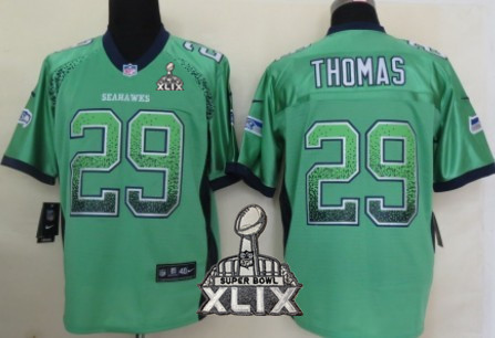 Nike Seattle Seahawks #29 Earl Thomas 2015 Super Bowl XLIX 2013 Drift Fashion Green Elite Jersey