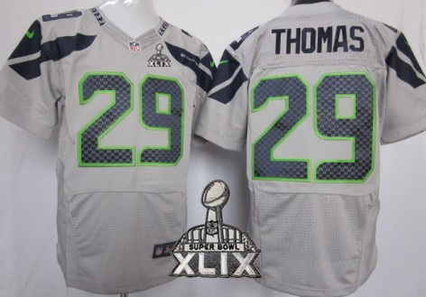 Nike Seattle Seahawks #29 Earl Thomas 2015 Super Bowl XLIX Gray Elite Jersey