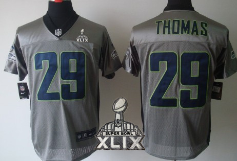 Nike Seattle Seahawks #29 Earl Thomas 2015 Super Bowl XLIX Gray Shadow Elite Jersey