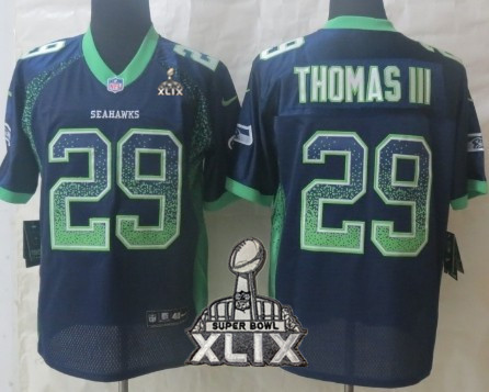 Nike Seattle Seahawks #29 Earl Thomas III 2015 Super Bowl XLIX 2013 Drift Fashion Blue Elite Jersey