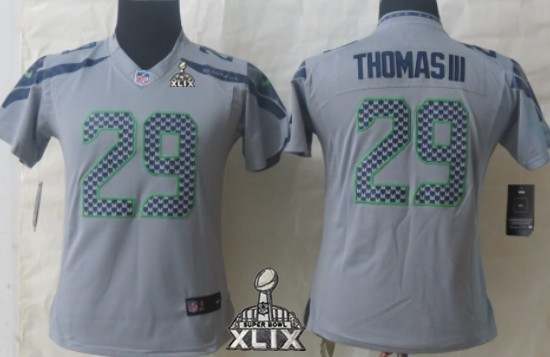 Nike Seattle Seahawks #29 Earl Thomas III 2015 Super Bowl XLIX Gray Limited Womens Jersey