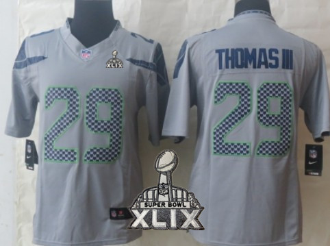 Nike Seattle Seahawks #29 Earl Thomas III 2015 Super Bowl XLIX Gray Limited Jersey