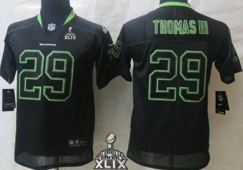 Nike Seattle Seahawks #29 Earl Thomas III 2015 Super Bowl XLIX Lights Out Black Kids Jersey