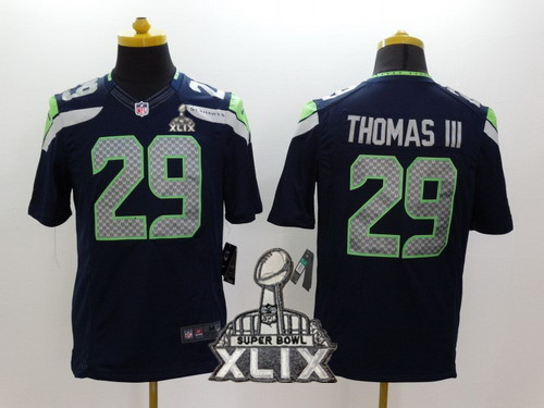 Nike Seattle Seahawks #29 Earl Thomas III 2015 Super Bowl XLIX Navy Blue Limited Jersey