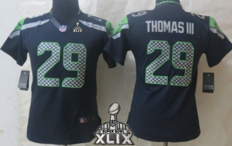 Nike Seattle Seahawks #29 Earl Thomas III 2015 Super Bowl XLIX Navy Blue Limited Womens Jersey