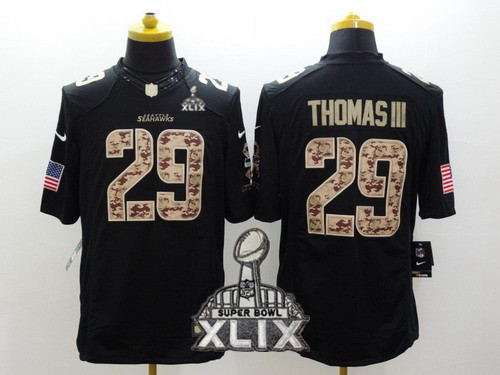 Nike Seattle Seahawks #29 Earl Thomas III 2015 Super Bowl XLIX Salute to Service Black Limited Jersey