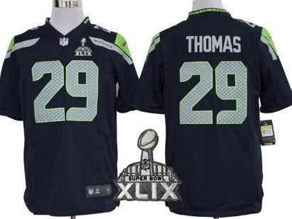 Nike Seattle Seahawks #29 Earl Thomas 2015 Super Bowl XLIX Navy Blue Game Jersey
