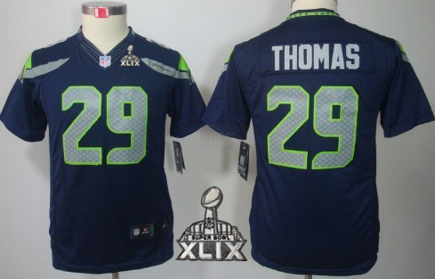 Nike Seattle Seahawks #29 Earl Thomas 2015 Super Bowl XLIX Navy Blue Limited Kids Jersey