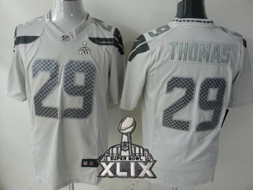 Nike Seattle Seahawks #29 Earl Thomas 2015 Super Bowl XLIX Platinum White Limited Jersey
