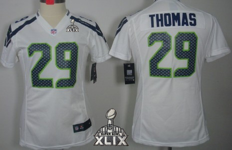 Nike Seattle Seahawks #29 Earl Thomas 2015 Super Bowl XLIX White Limited Womens Jersey