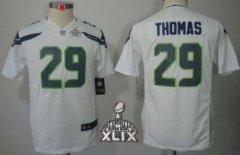 Nike Seattle Seahawks #29 Earl Thomas 2015 Super Bowl XLIX White Limited Kids Jersey