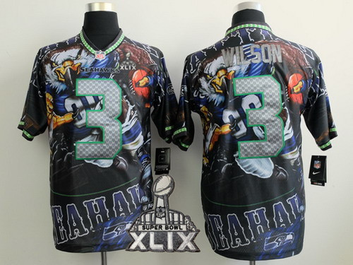 Nike Seattle Seahawks #3 Russell Wilson 2015 Super Bowl XLIX Fanatic Fashion Elite Jersey