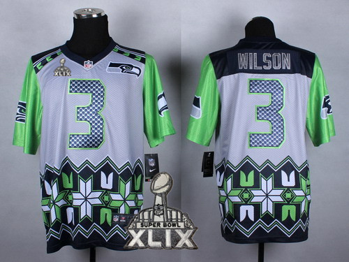 Nike Seattle Seahawks #3 Russell Wilson 2015 Super Bowl XLIX Noble Fashion Elite Jersey