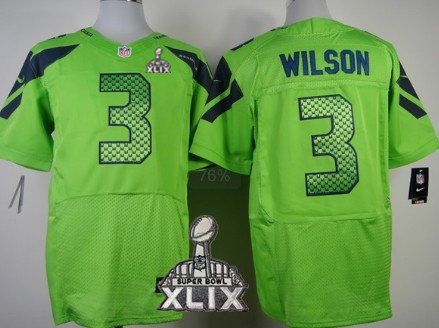 Nike Seattle Seahawks #3 Russell Wilson 2015 Super Bowl XLIX Green Elite Jersey