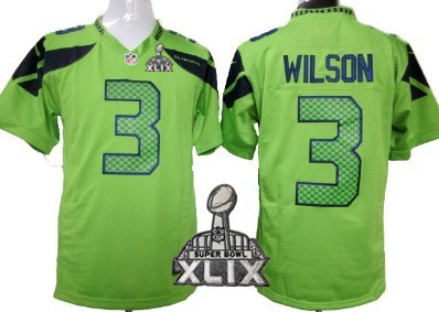 Nike Seattle Seahawks #3 Russell Wilson 2015 Super Bowl XLIX Green Game Jersey