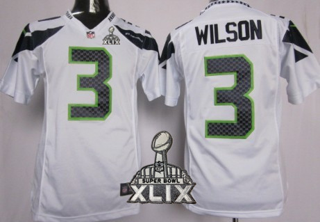 Nike Seattle Seahawks #3 Russell Wilson 2015 Super Bowl XLIX White Game Jersey