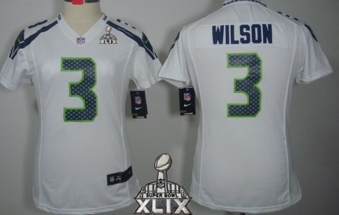 Nike Seattle Seahawks #3 Russell Wilson 2015 Super Bowl XLIX White Limited Womens Jersey