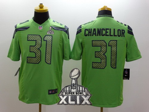 Nike Seattle Seahawks #31 Kam Chancellor 2015 Super Bowl XLIX Green Limited Jersey