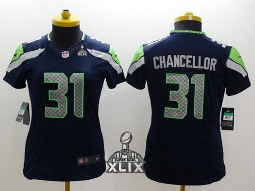 Nike Seattle Seahawks #31 Kam Chancellor 2015 Super Bowl XLIX Navy Blue Limited Kids Jersey