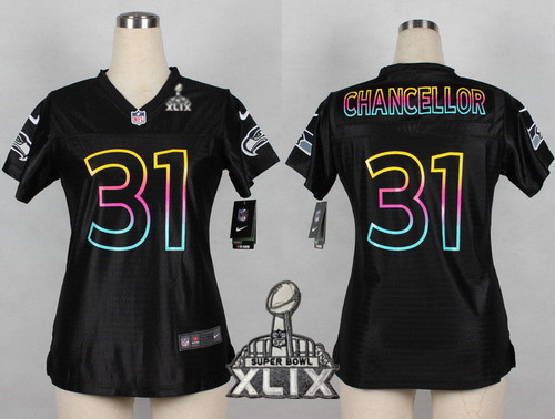 Nike Seattle Seahawks #31 Kam Chancellor 2015 Super Bowl XLIX Pro Line Black Fashion Womens Jersey