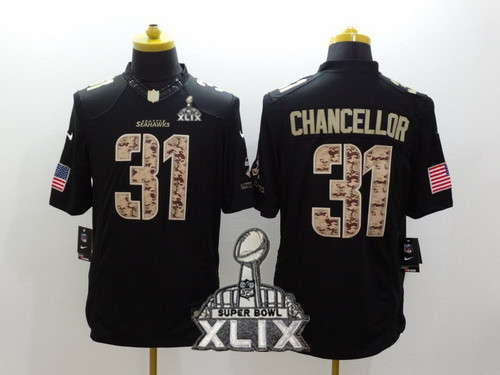 Nike Seattle Seahawks #31 Kam Chancellor 2015 Super Bowl XLIX Salute to Service Black Limited Jersey