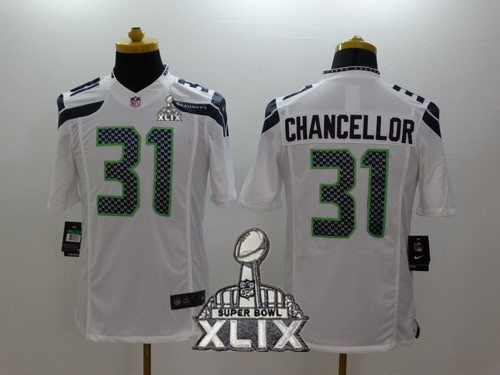 Nike Seattle Seahawks #31 Kam Chancellor 2015 Super Bowl XLIX White Limited Jersey