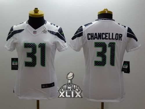Nike Seattle Seahawks #31 Kam Chancellor 2015 Super Bowl XLIX White Limited Kids Jersey
