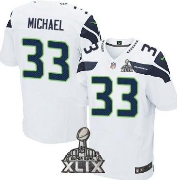 Nike Seattle Seahawks #33 Christine Michael 2015 Super Bowl XLIX White Elite Jersey