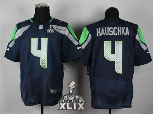 Nike Seattle Seahawks #4 Steven Hauschka 2015 Super Bowl XLIX Navy Blue Elite Jersey