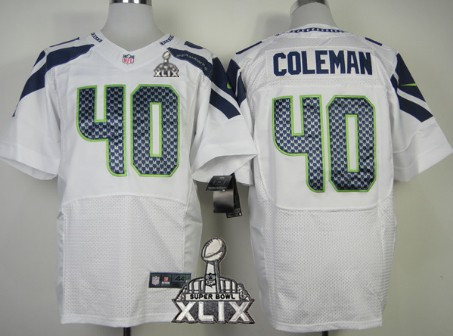 Nike Seattle Seahawks #40 Derrick Coleman 2015 Super Bowl XLIX White Elite Jersey