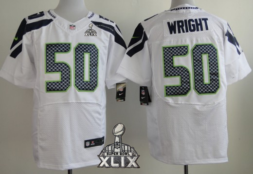 Nike Seattle Seahawks #50 K.J. Wright 2015 Super Bowl XLIX White Elite Jersey