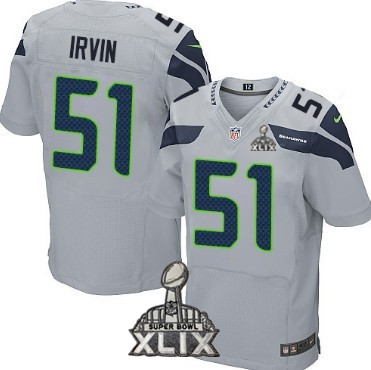 Nike Seattle Seahawks #51 Bruce Irvin 2015 Super Bowl XLIX Gray Elite Jersey